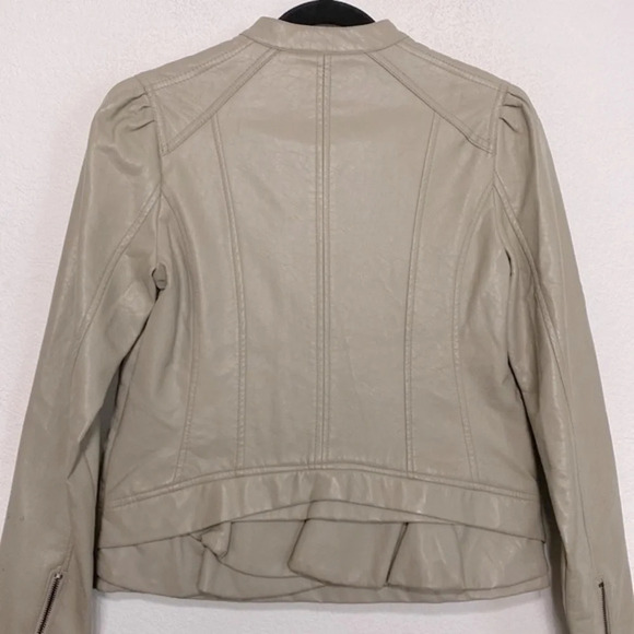 Maralyn & Me Motorcycle Faux Leather Gorpcore Taupe Bikercore Moto Jacket Size M - Picture 4 of 7